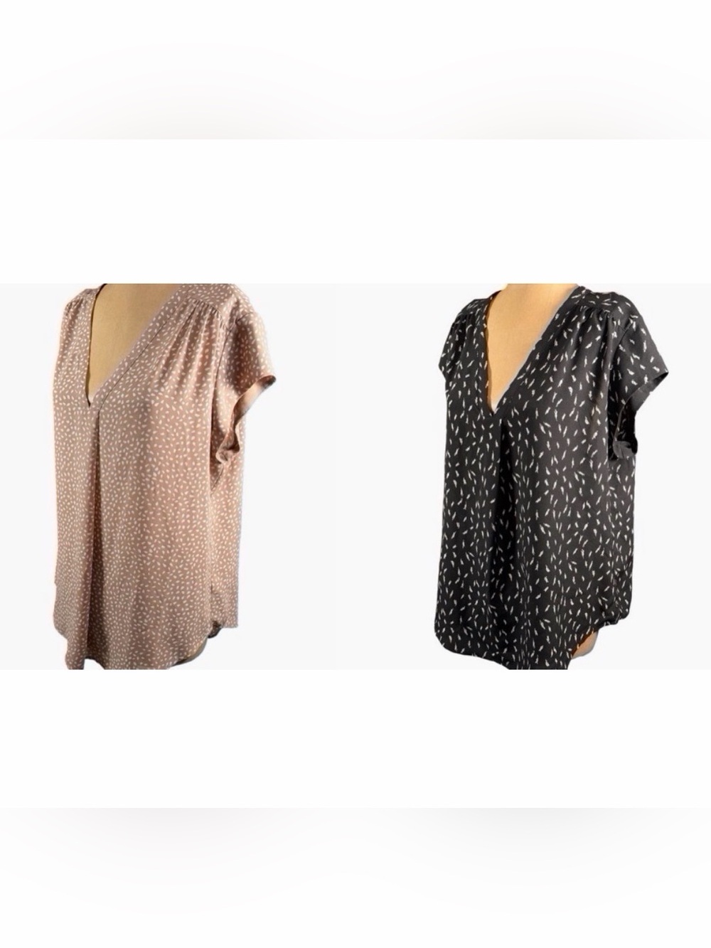 MONDAY FUN Graphic Blouses Tan and Black